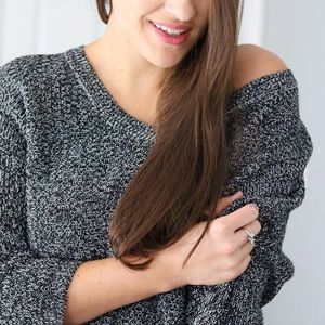 Oversized black and white knit sweater